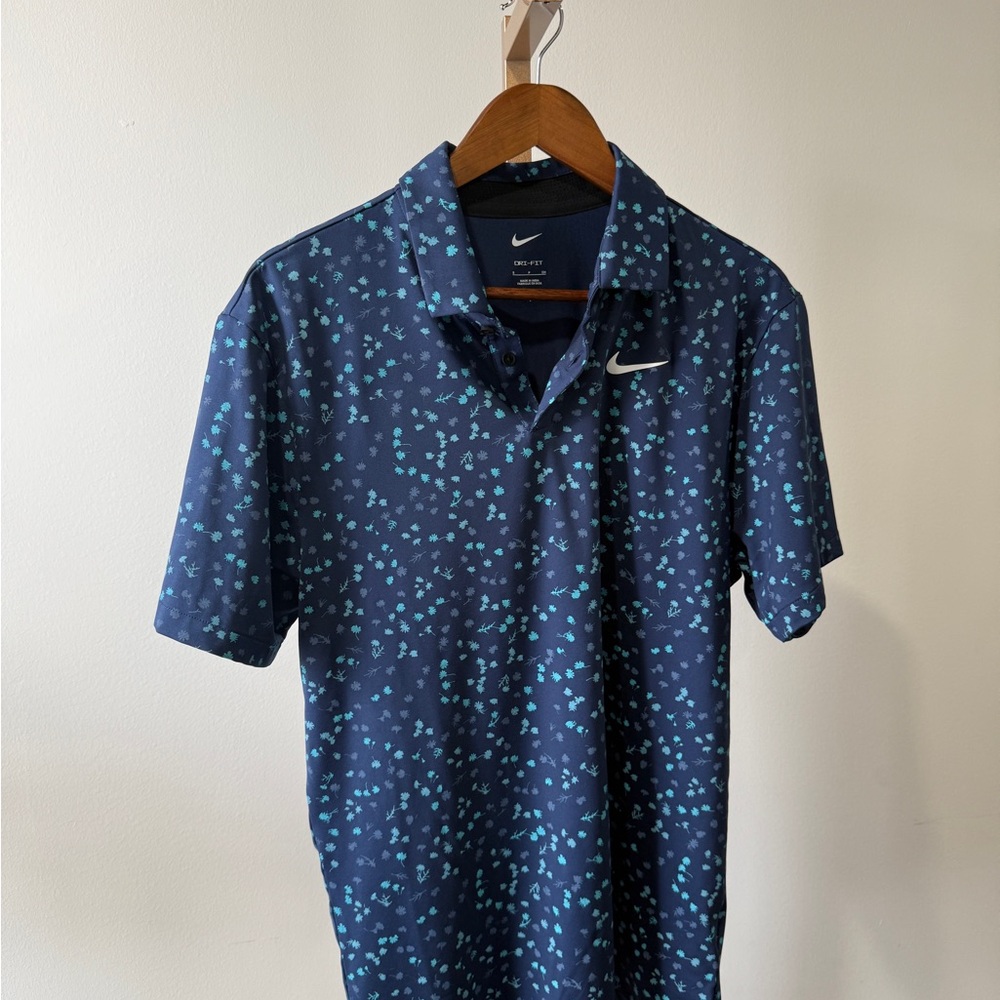 Nike Men's Navy and Teal Polo Shirt